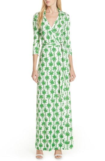 Women's Dvf Abigail Silk Jersey Wrap Dress - Green