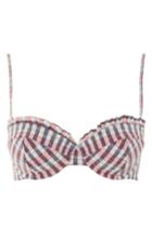 Women's Topshop Metallic Check Frill Bikini Top Us (fits Like 0) - Pink