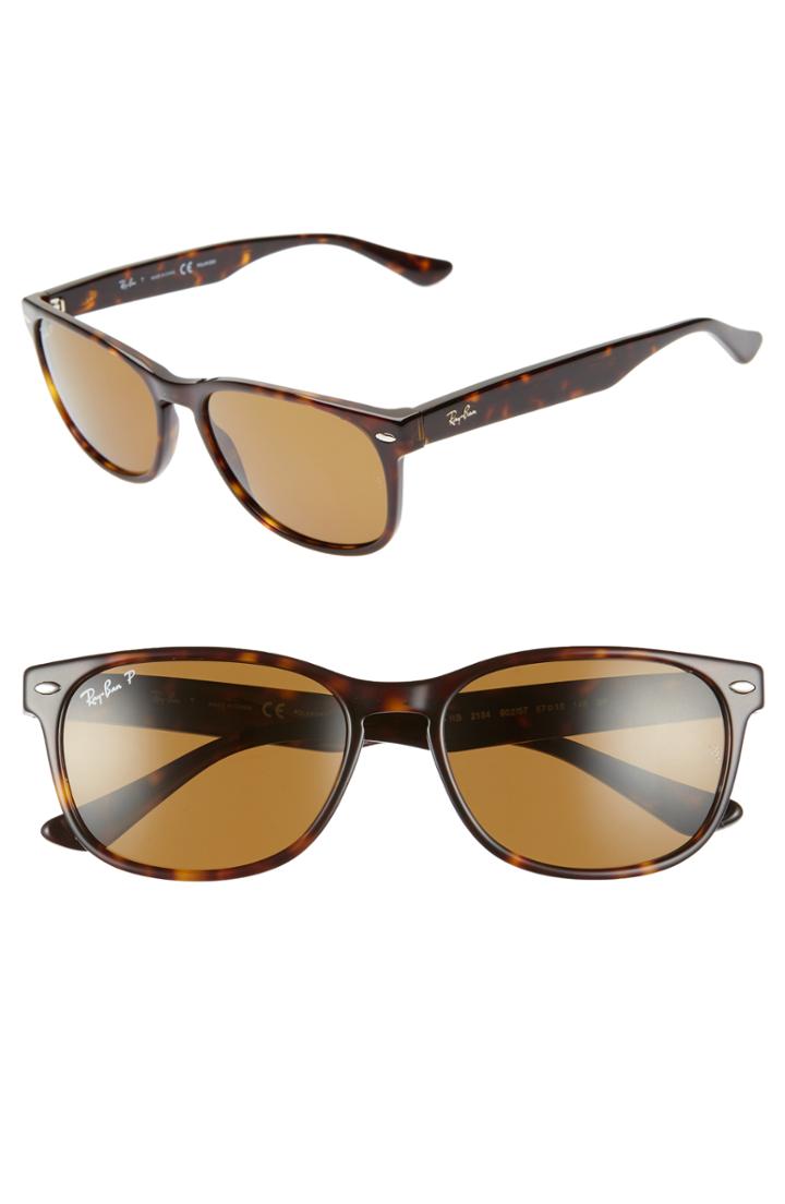 Men's Ray-ban Wayfarer 57mm Polarized Sunglasses - Havana