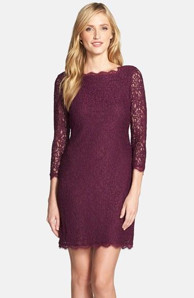 Women's Adrianna Papell Lace Overlay Sheath Dress - Burgundy