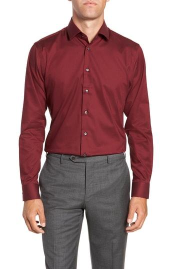 Men's Calibrate Trim Fit Non-iron Stretch Solid Dress Shirt .5 32/33 - Red