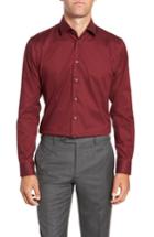 Men's Calibrate Trim Fit Non-iron Stretch Solid Dress Shirt .5 32/33 - Red