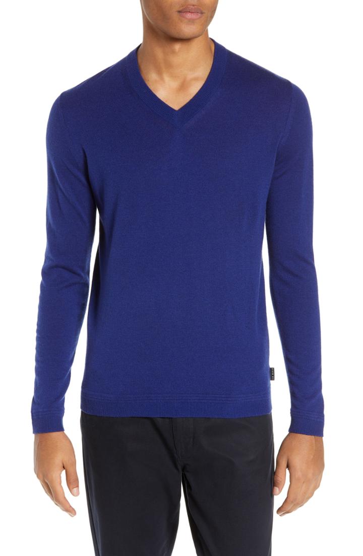 Men's Ted Baker London Noel Slim Fit V-neck Wool Blend Sweater