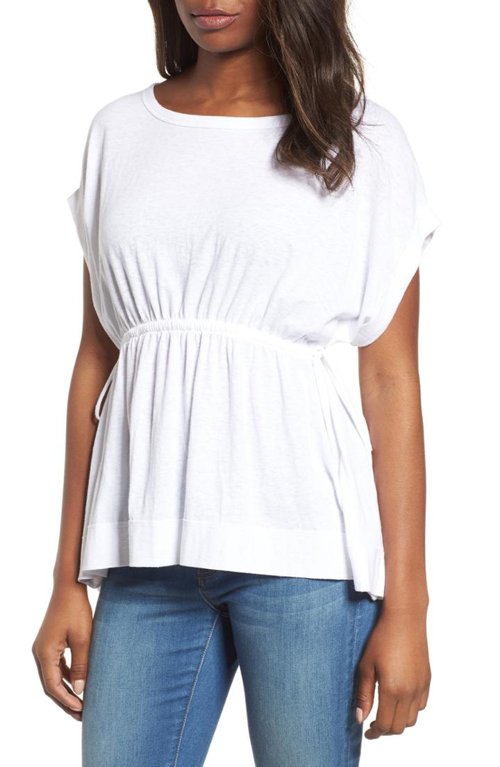 Women's Caslon Tie Waist Peplum Tee, Size - White