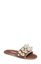 Women's Miu Miu Imitation Pearl Embellished Slide Sandal Us / 34eu - Pink