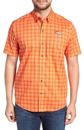 Men's Cutter & Buck Denver Broncos - Fremont Regular Fit Check Sport Shirt - Orange