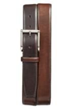 Men's Santoni Hand Antiqued Leather Belt - Dark Brown