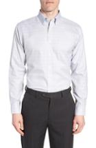 Men's Nordstrom Men's Shop Smartcare(tm) Traditional Fit Plaid Dress Shirt .5 32/33 - Grey