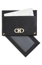 Salvatore Ferragamo Gancio Leather Card Case - Black