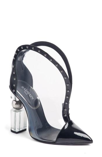 Women's Balmain Isis Clear Studded Pointy Toe Bootie Us / 36eu - Black