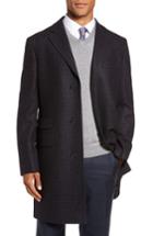 Men's Nordstrom Men's Shop Jackson Houndstooth Wool Blend Overcoat R - Blue