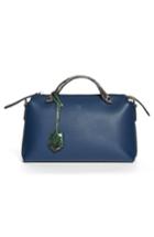 Fendi 'medium By The Way' Calfskin Leather Shoulder Bag With Genuine Snakeskin Trim - Blue
