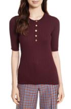 Women's Tory Burch Ribbed Cotton & Cashmere Henley - Red