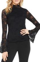 Petite Women's Vince Camuto Bell Sleeve Lace Top, Size P - Black