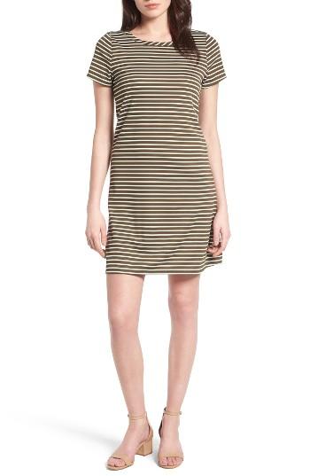 Petite Women's Loveappella Stripe Ottoman Shift Dress P - Green