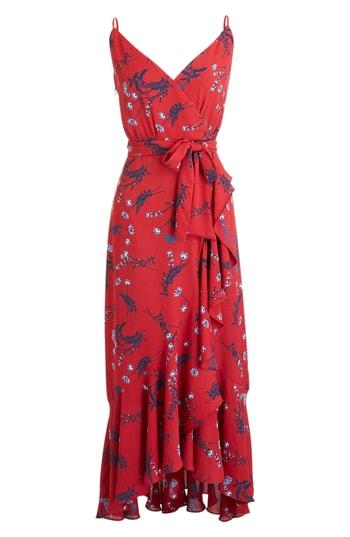 Women's J.crew Floral Drapey Ruffle Faux Wrap Dress - Black