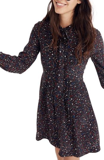Women's Madewell Balsam Tie-neck Dress - Black