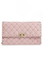 Valentino Rockstud Quilted Lambskin Leather Clutch - Pink