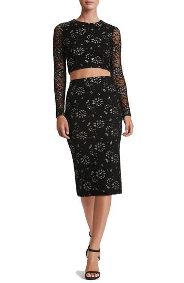 Women's Dress The Population 'alexa' Metallic Two-piece Dress - Black