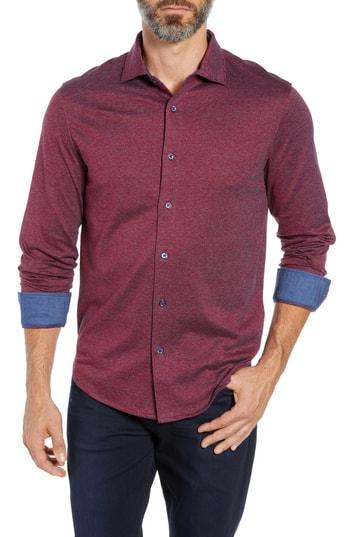 Men's Bugatchi Regular Fit Knit Sport Shirt - Purple