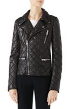 Women's Gucci Logo Quilted Leather Biker Jacket Us / 36 It - Black