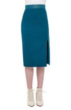Women's Akris Horsehair Trim Double Face Wool Blend Skirt