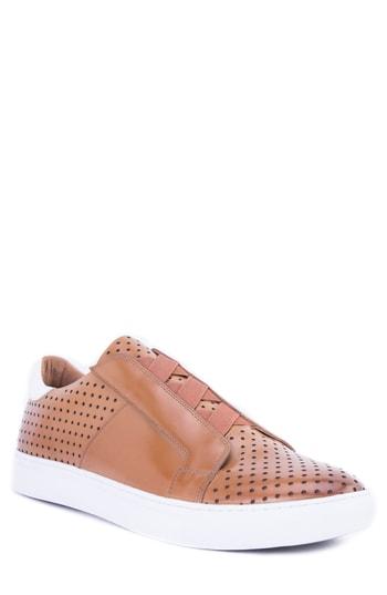 Men's Robert Graham Rowley Perforated Laceless Sneaker M - Brown