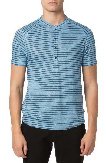 Men's Good Man Brand Stripe Linen Henley - Blue