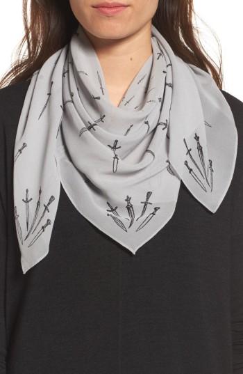 Women's Rag & Bone Dagger Print Silk Scarf, Size - Grey