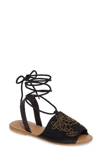 Women's Topshop Halle Embroidered Sandal .5us / 36eu - Black