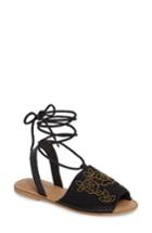 Women's Topshop Halle Embroidered Sandal .5us / 36eu - Black