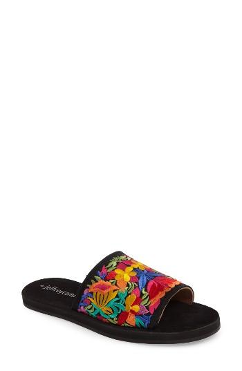 Women's Jeffrey Campbell Sarasi Flower Embroidered Slide Sandal M - Black