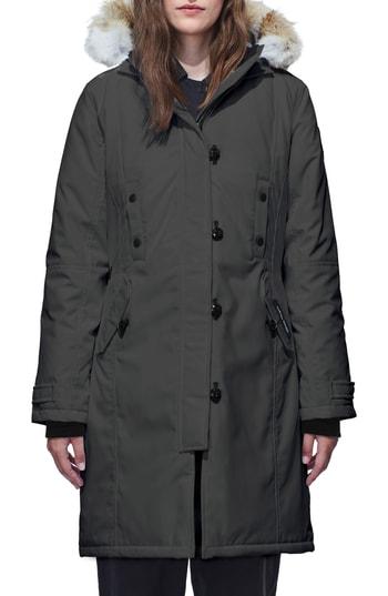 Petite Women's Canada Goose Kensington Fusion Fit Down Parka With Genuine Coyote Fur Trim P (0p) - Grey