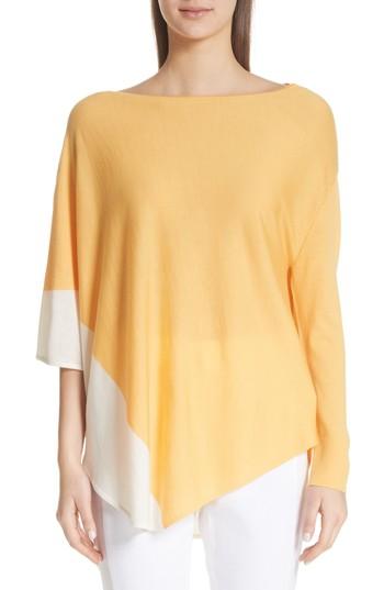 Women's St. John Collection Jersey Knit Asymmetrical Sweater, Size - Yellow