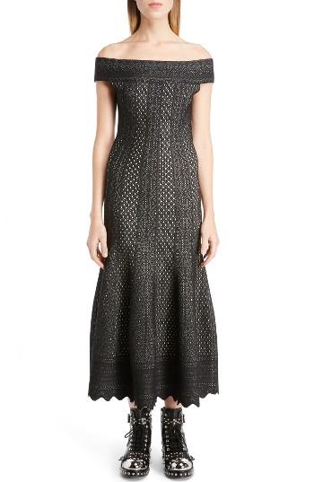 Women's Alexander Mcqueen Off The Shoulder Bicolor Jacquard Dress