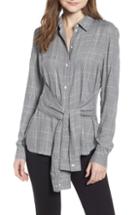 Women's Bailey 44 Hold Me Tight Houndstooth Check Tie Front Shirt - Grey
