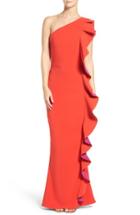 Women's Maria Bianca Nero Colorblock Ruffle One-shoulder Gown