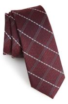 Men's The Tie Bar Plaid Silk & Wool Tie, Size - Burgundy
