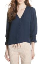 Women's Joie Bolona Silk Gathered Sleeve Top, Size - Blue