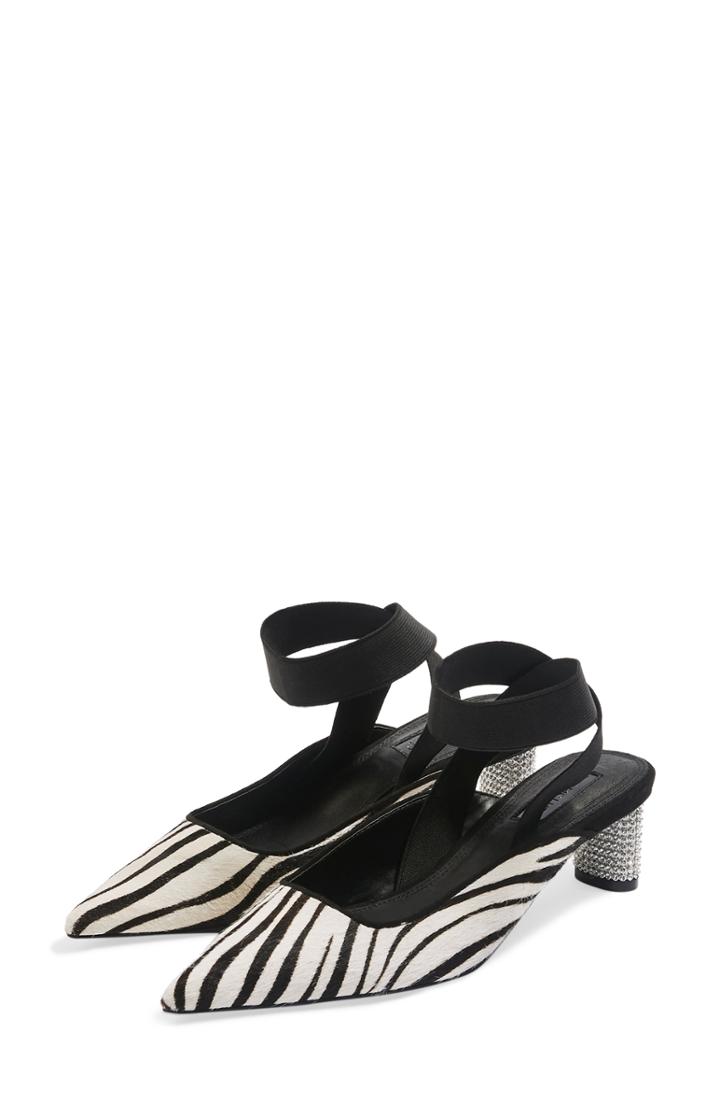 Women's Topshop Jax Embellished Wraparound Genuine Calf Hair Pump .5us / 37eu M - Black