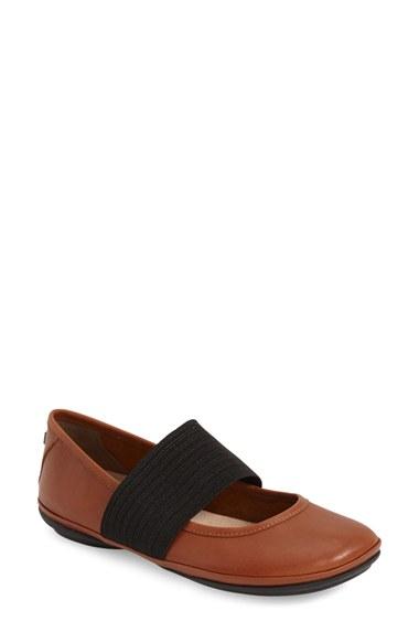 Women's Camper 'right Nina' Leather Ballerina Flat Eu - Brown