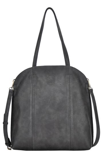 Antik Kraft Faux Leather Shopper Tote With Pouch - Grey