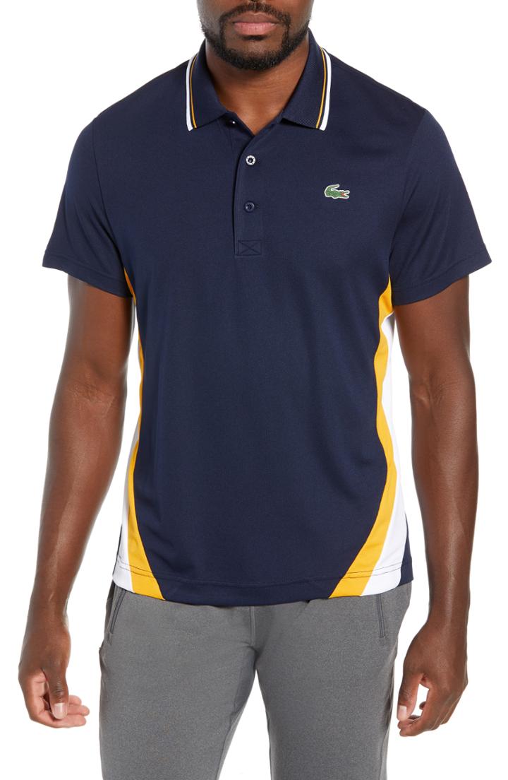 Men's Lacoste Sport Regular Fit Colorblock Tech Pique Polo (l) - Blue