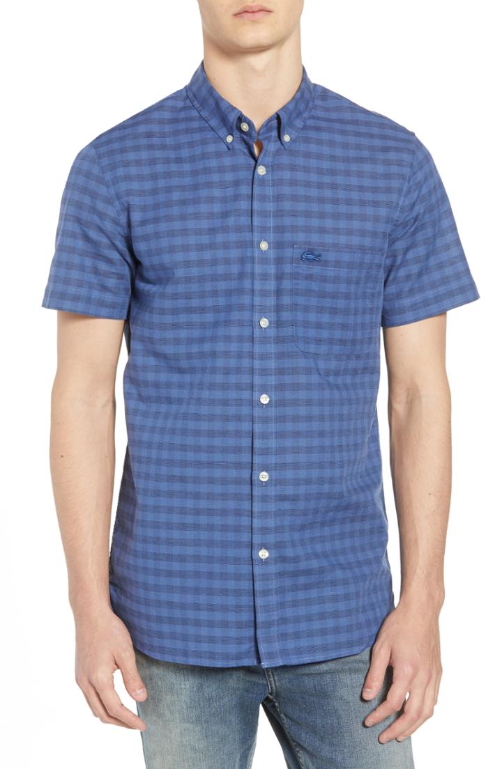 Men's Lacoste Slim Fit Check Cotton & Linen Sport Shirt