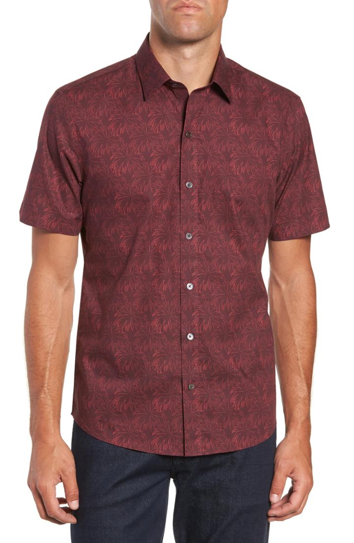 Men's Zachary Prell Rinaldi Regular Fit Pattern Sport Shirt, Size - Red