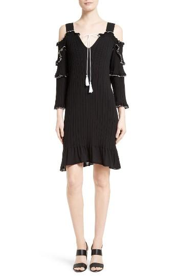 Women's Derek Lam 10 Crosby Ruffle Cold Shoulder Dress