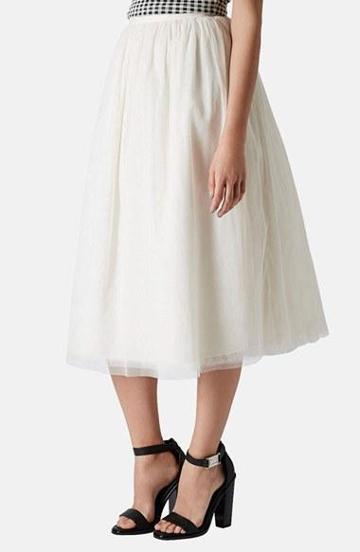 Topshop 'ballerina Prom' Tulle Midi Skirt Cream