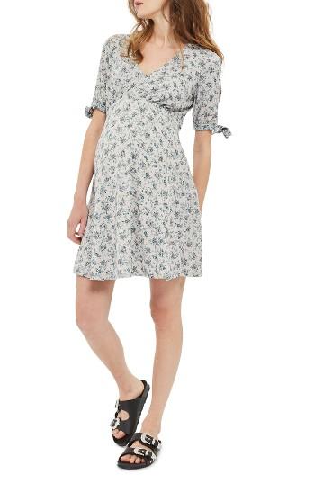 Women's Topshop Floral Maternity Tea Dress Us (fits Like 0-2) - Grey