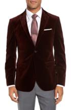 Men's Strong Suit Noble Trim Fit Velvet Blazer R - Burgundy