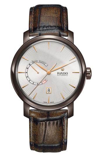 Men's Rado Diamaster Automatic Leather Strap Watch, 43mm